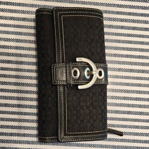 Coach Black Wallet with Silver Clasp